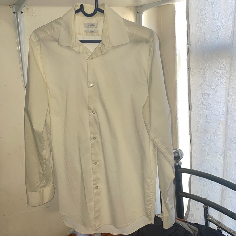 Cream Calvin Klein Dress Shirt